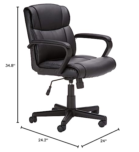 Amazon Basics Office Task Desk Chair with Padded Armrests, White Faux Leather W1292