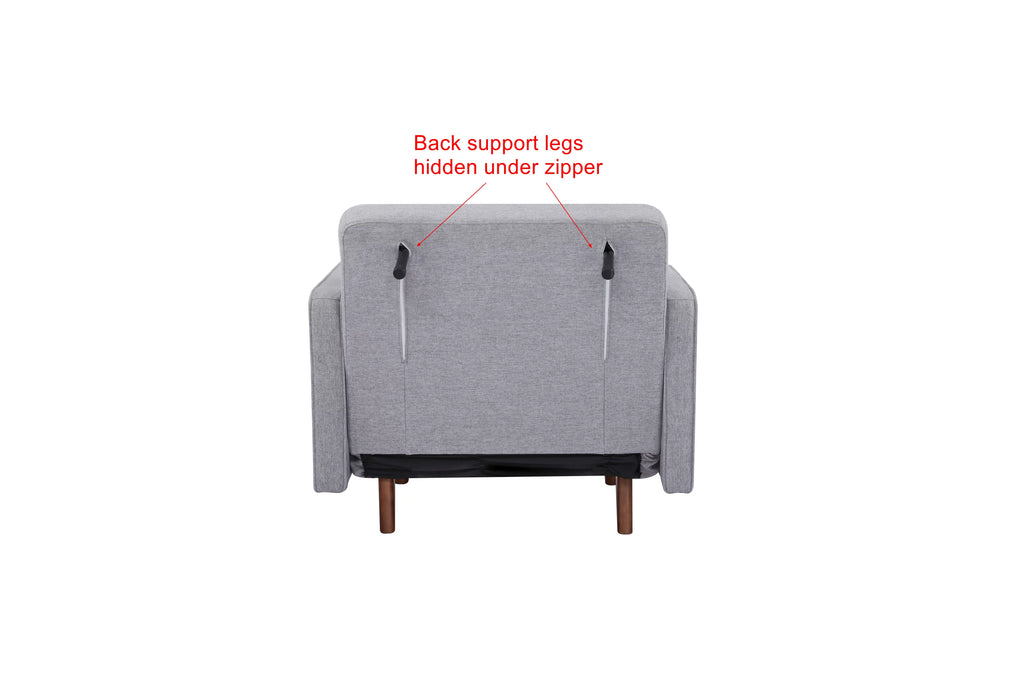 Artdeco Home Panama Polyester Convertible Futon Sofa Chair Light Gray N140