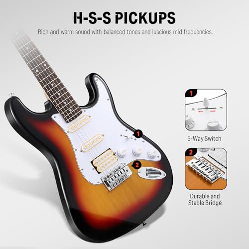Donner DST-100B 39 Inch Electric Guitar Beginner Kit with Amplifier and Accessories W342