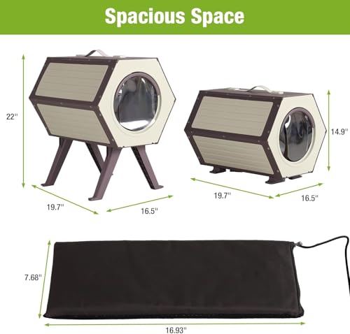 Outdoor Cat House Weatherproof Kitten Shelter with Escape Door L501039