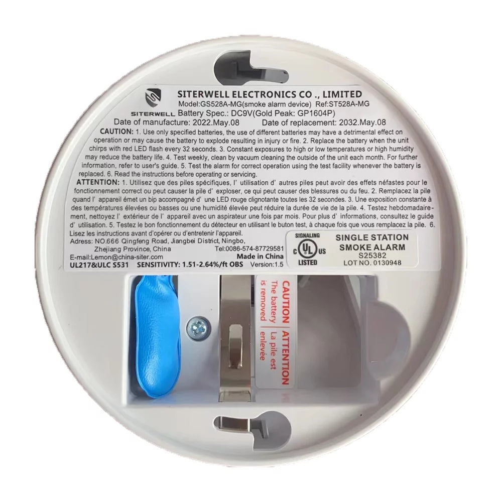 SITERWELL Smoke Detector 2 Pack, Photoelectric Sensor, 9V Battery Operated Fire Alarm S991