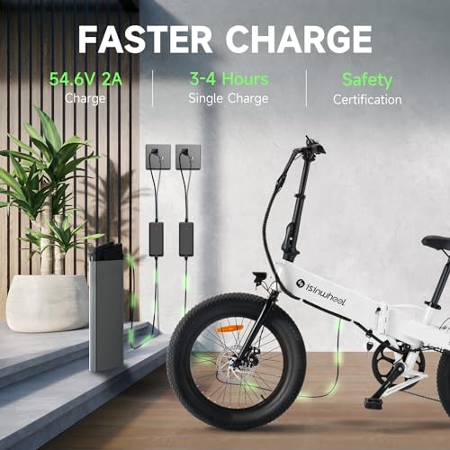 isinwheel U1 Folding Electric Bike, 500W Motor, 20 mph, Black O499