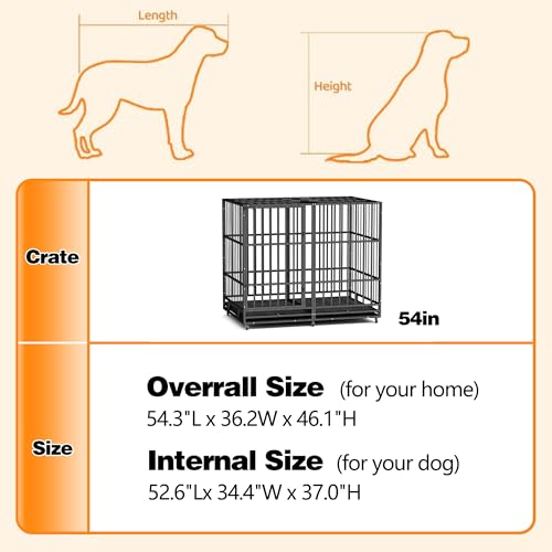 48 Inch Heavy Duty Dog Crate with Wheels and Double Door A25580