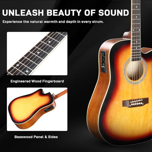 Ktaxon Full-Size Acoustic Electric Guitar with Amp, Black O1421