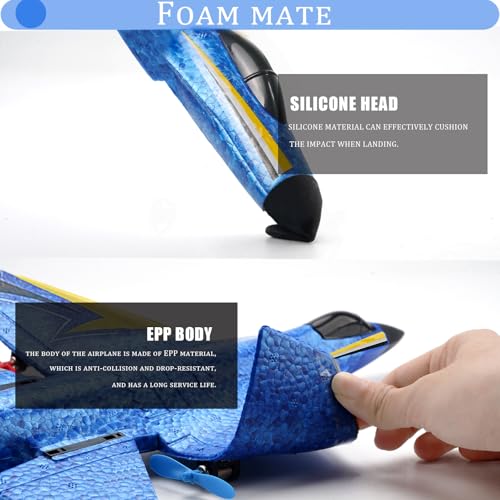 Remote Control Airplane 2 Channel Foam RC Glider for Kids Beginners Blue G3553