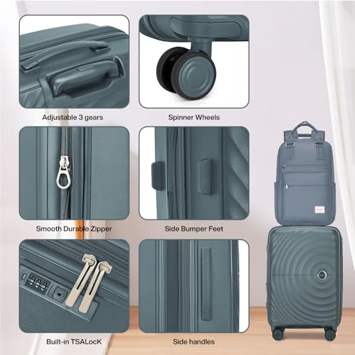 LARVENDER Luggage Sets 3 Piece, 20in Carry On PP Hardshell Suitcase with Spinner Wheels Q3160