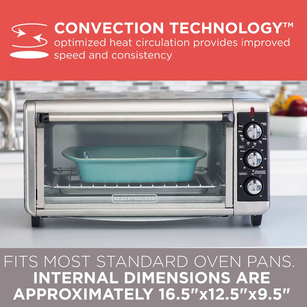 BLACK+DECKER 8 Slice Extra-Wide Stainless Steel Toaster Oven P334
