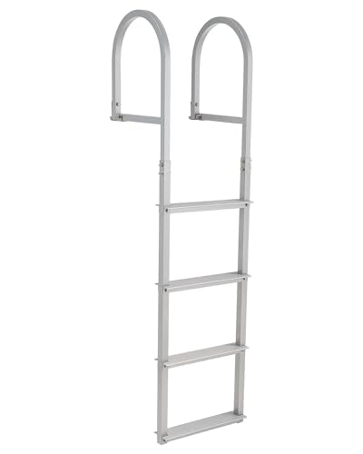 CO-Z 3 Step Removable Dock Ladder for Pontoon Boat, Aluminum Swim Ladder with Nonslip Tread O80708