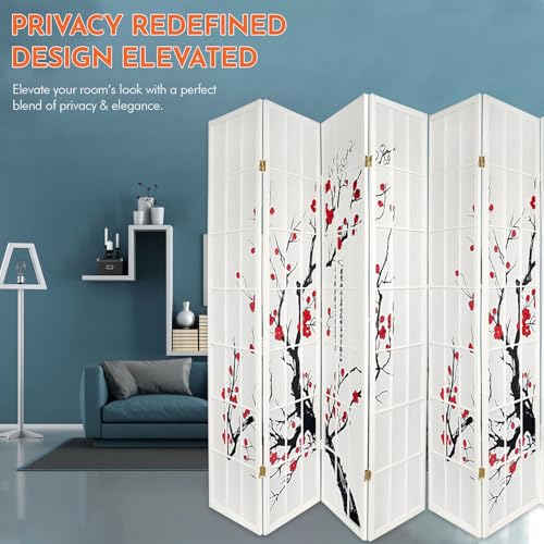 Legacy Decor 4-Panel Blossom Screen Portable Foldable Shoji Room Divider Black K541964