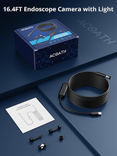 Dual-Lens 1920P HD Endoscope Camera with Light, IP67 Waterproof, 16.4ft for iOS & Android M65854