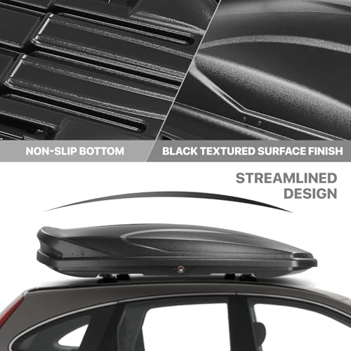 DNA MOTORING Rooftop Cargo Box Lockable Car Top Storage Case 110 Lbs Textured Black P1853
