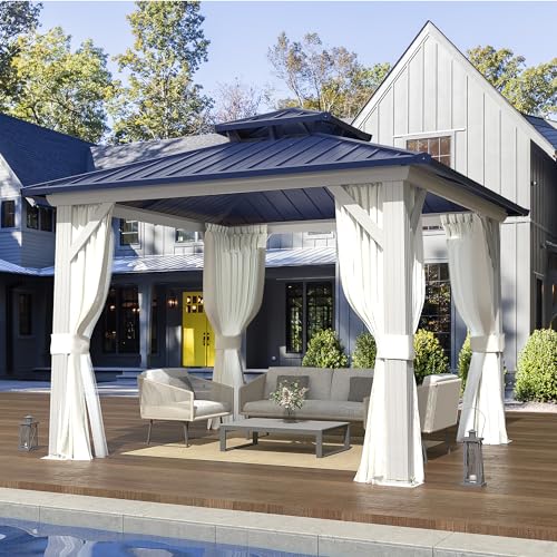 EROMMY 14'x20' Hardtop Gazebo Double Roof Galvanized Steel Outdoor Pavilion G3084