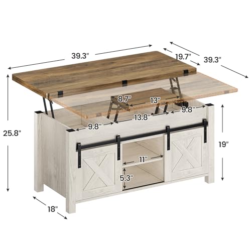 SEDETA Lift Top Coffee Table with Storage, Convertible Dining Table, Grey M719