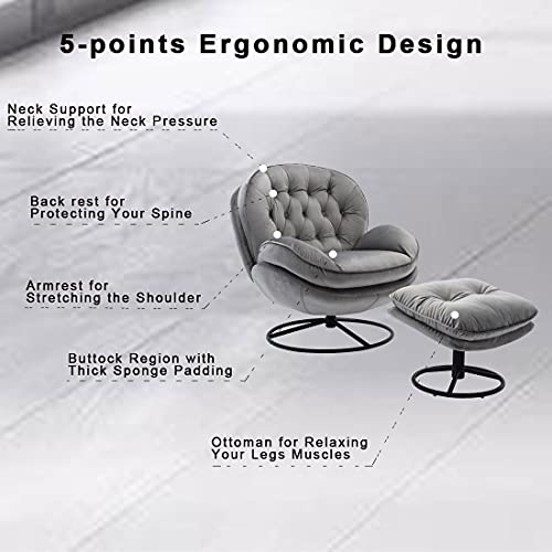 Baysitone Velvet Swivel Accent Chair with Ottoman Set, Modern Lounge Chair, Fruit Green Q36819