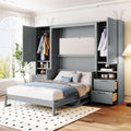 MERITLINE Full Murphy Bed with Desk and Storage, White P49157