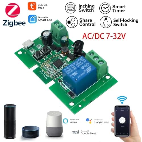 Zigbee 4CH DC7-32V USB Relay Smart Switch Module, Tuya APP Remote Control V113