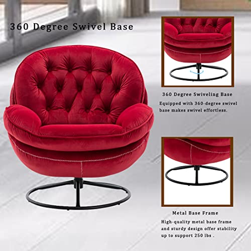 Baysitone Velvet Swivel Accent Chair with Ottoman Set, Modern Lounge Chair, Fruit Green Q36819