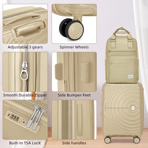 LARVENDER Luggage Sets 3 Piece, 20in Carry On PP Hardshell Suitcase with Spinner Wheels Q3160