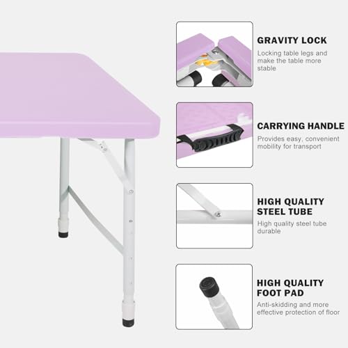 Portable Plastic Folding Table 4ft Heavy Duty Indoor Outdoor Y145657