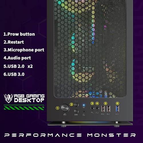 STGAubron Gaming PC Desktop, GeForce RTX 2060 Super, Intel Core i7, 16G DDR4, 1T SSD, Windows 11 Z1287