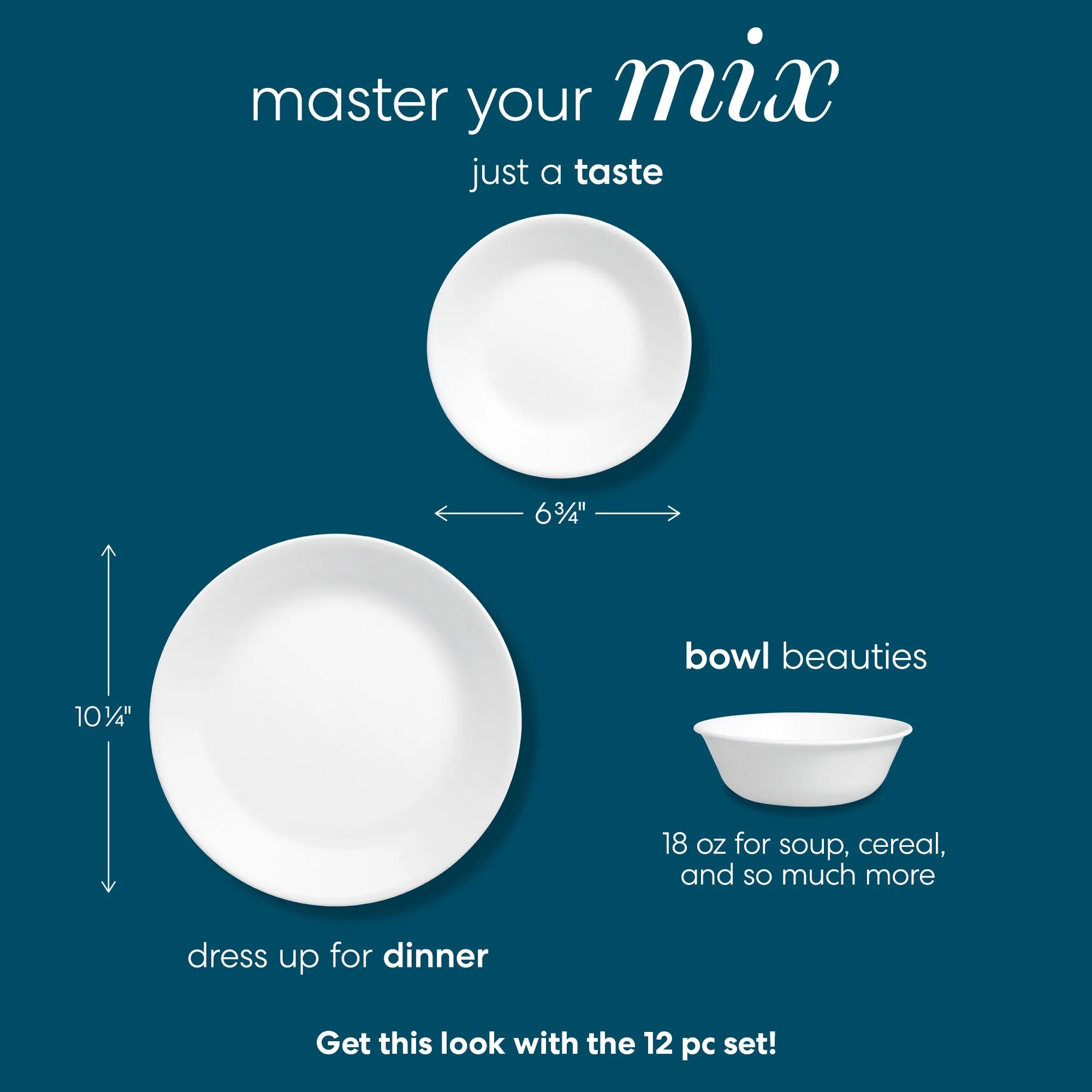 Corelle Winter Frost White 12-Piece Round Dinnerware Set W378227