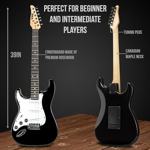 LyxPro Electric Guitar 39" Beginner Starter Kit with 20W Amp, Black B69338