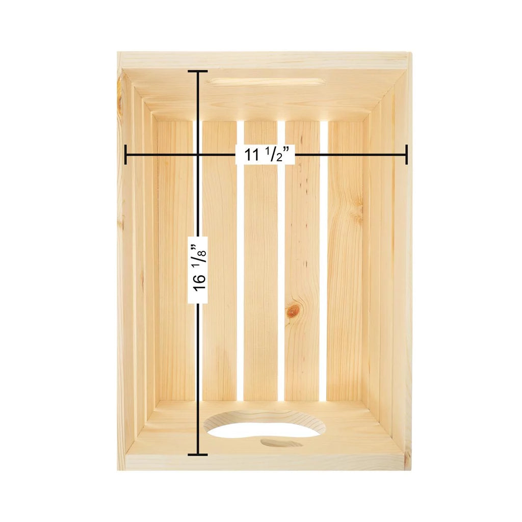Leisure Arts Good Wood Wooden Crate with Apple Cutout, Unfinished Pine, 17.75" x 12" x 9.5" C122
