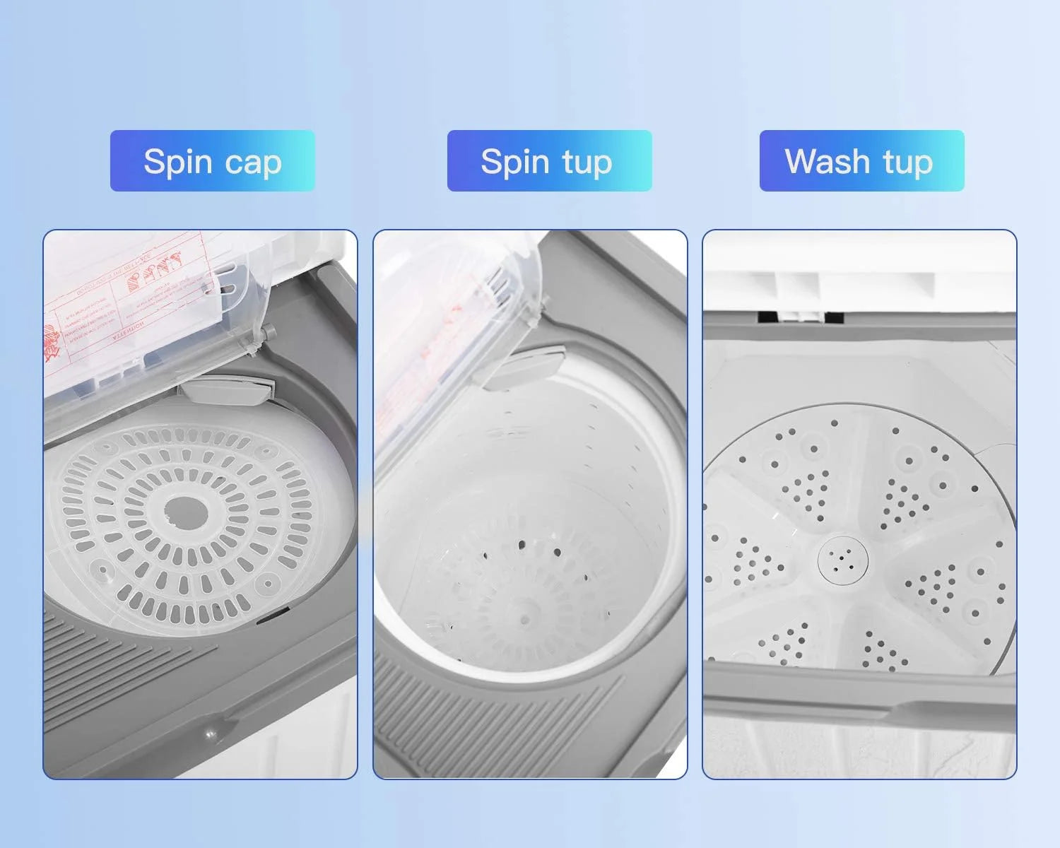 Dkelincs Portable Twin Tub Washing Machine 10 lbs with Spin Dryer, White Y58022