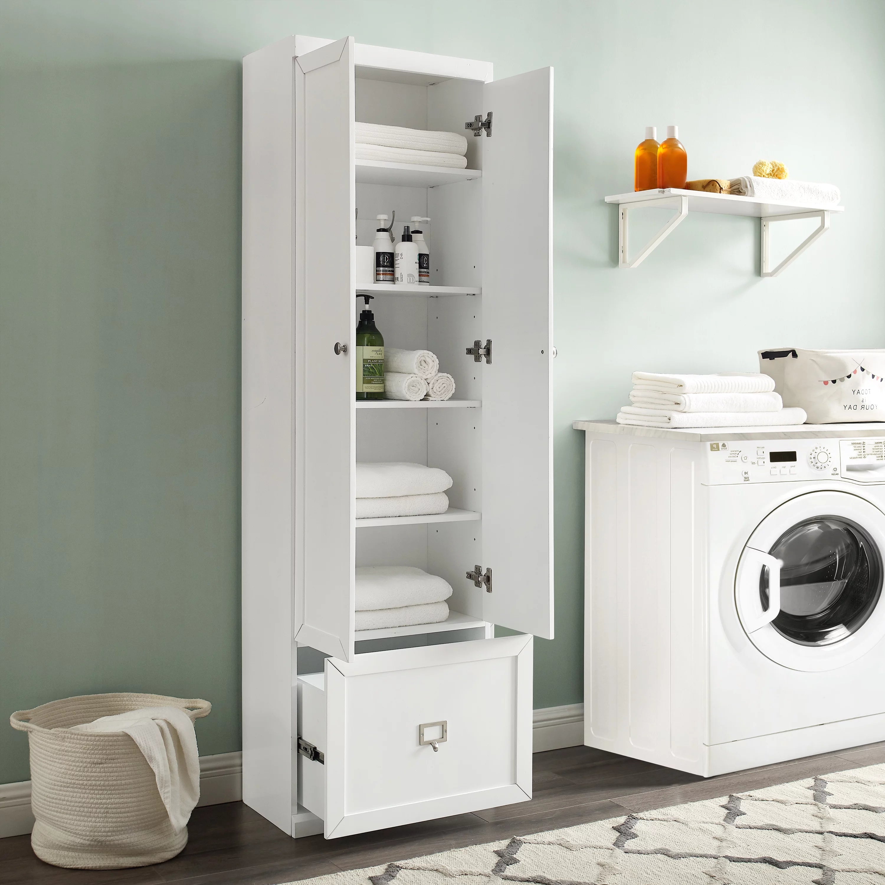 Crosley Furniture Harper Wood Convertible Pantry Closet White M28437