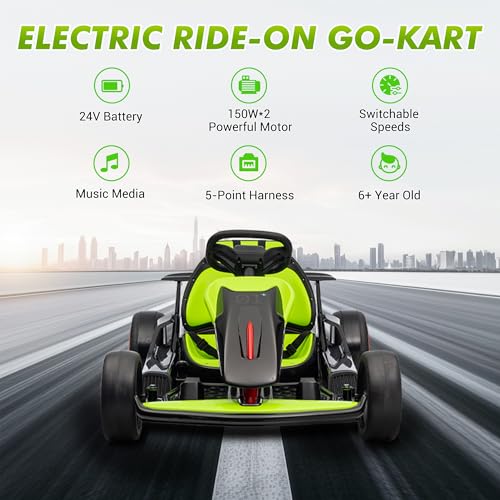 24V Electric Go Kart Drifting Ride On Car for Kids 6-12 Years Old T574114