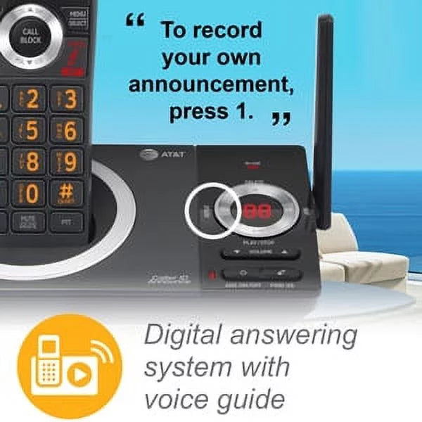 AT&T 2-Handset Expandable Cordless Phone with Answering System, CL82219 Y967421
