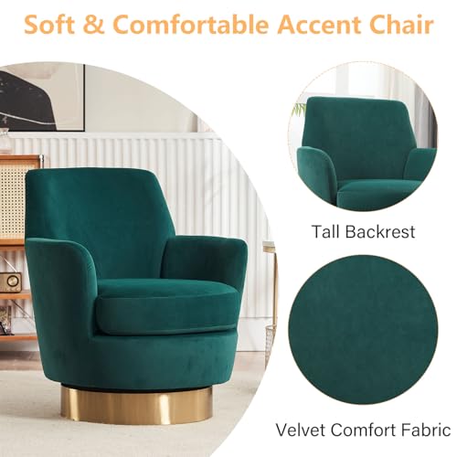 Swivel Barrel Chair Set of 2, Modern Velvet Accent Chairs, Orange P5409