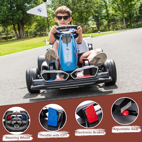 BMW Licensed 36V Electric Drift Go Kart for Kids, 7.5 MPH, Black W284