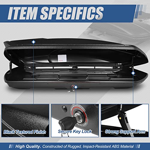 Auto Dynasty Hard Shell Roof Top Car Storage Cargo Carrier, Glossy Black L344