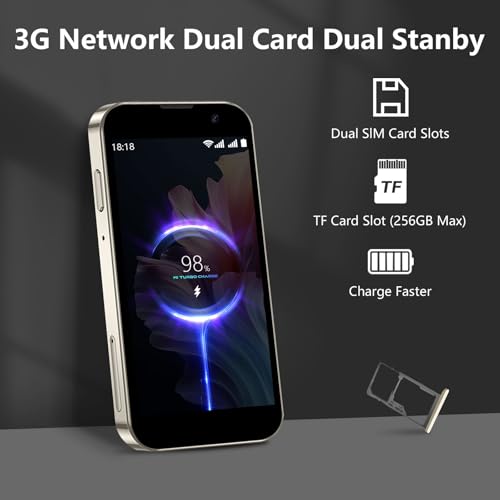 Mini Phone 4G Unlocked Small Smartphone 3.0" Touch Screen Dual SIM 2GB+16GB Black P776944