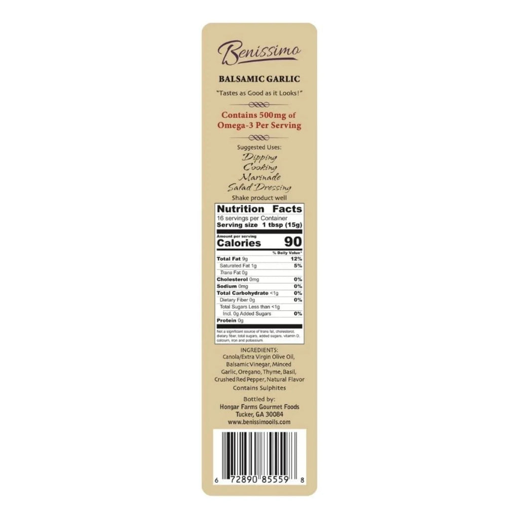 Benissimo Balsamic Garlic Infused Oil, 8.1 Fl Oz (3 Pack) O2151