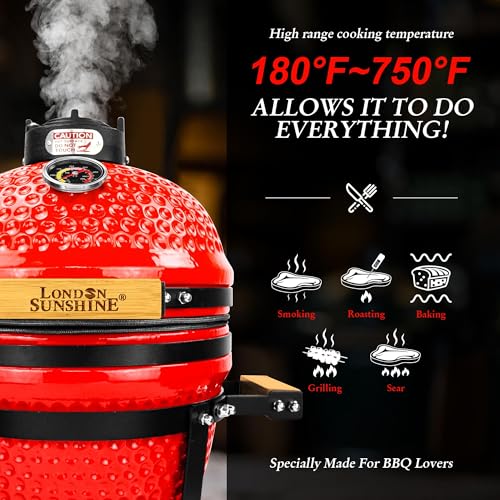 Ceramic BBQ Charcoal Kamado Grill 13 Inch Portable Tabletop Red Y244