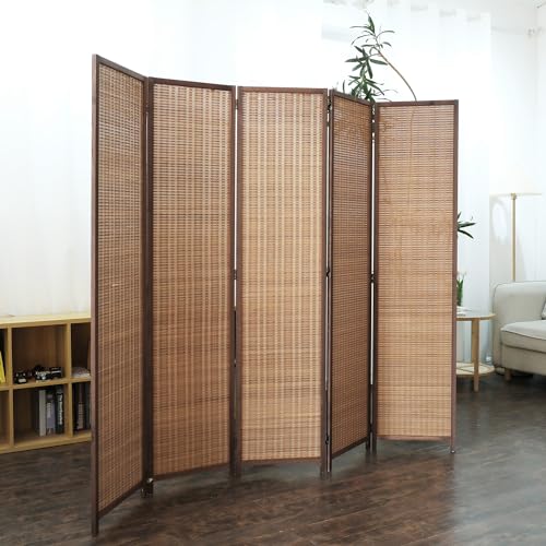 Bamboo Room Divider 6 Panel Folding Screen 67"H x 92.1"W X2437