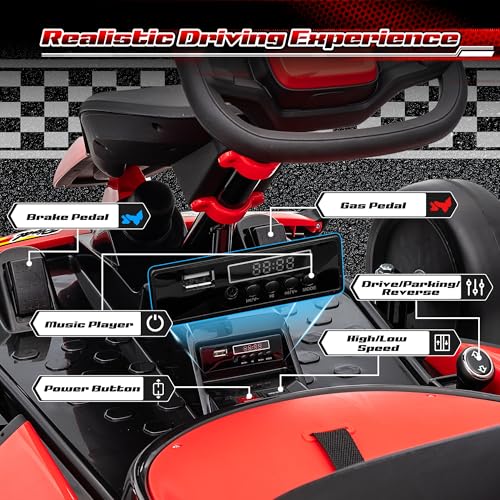 24V Electric Go Kart for Kids, 400W Drift Cart with EVA Tires, Red Y5542