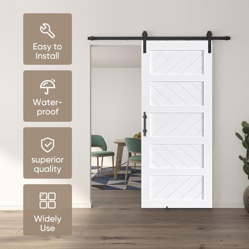 JUBEST 36" x 84" Sliding Barn Door Kit with Hardware, Black R91690