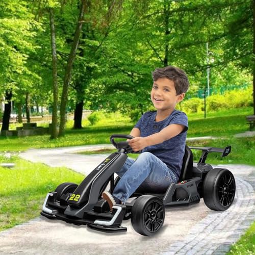 24V Kids Go Kart 300W Electric Drift Kart Car with Adjustable Seat, White X99654