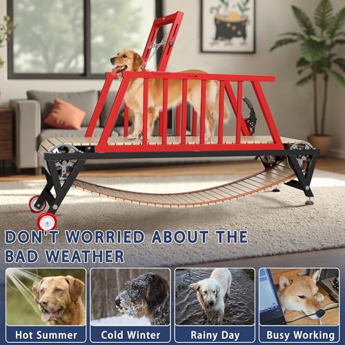 Dog Treadmill for Medium/Large Dogs with Handbrake, Non-Electric Slatmill D366