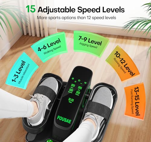 Under Desk Elliptical, 6 Adjustable Resistance & 15 Speeds Leg Exerciser for Seniors L867