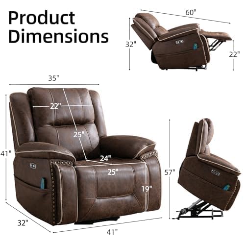 Phoenix Home Dual Motor Power Lift Chair with Massage and Heat, Brown I97460