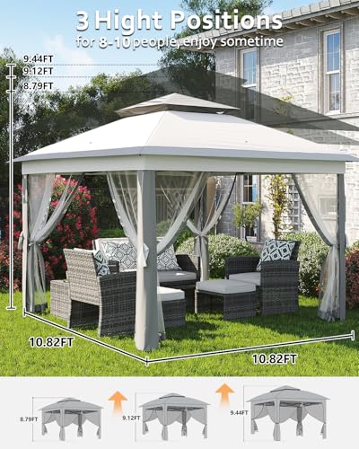 Pop Up Gazebo Tent with Mosquito Netting, Water & UV Resistant - Khaki J83860