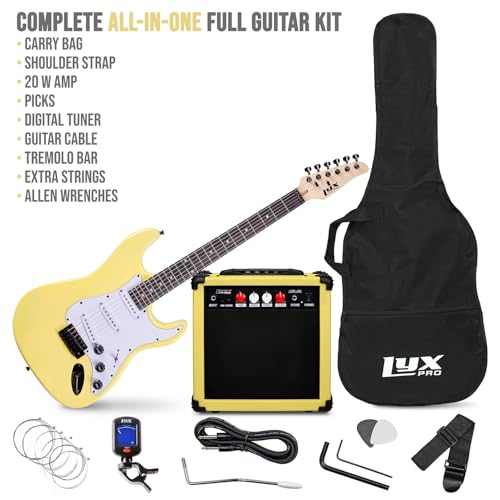 LyxPro Electric Guitar 39" Beginner Starter Kit with 20W Amp, Black B69338