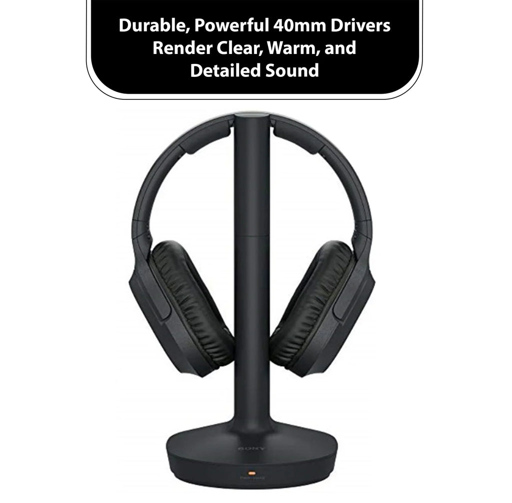 Sony Wireless Over Ear Headphones for TV Watching (WHRF400R) with Transmitter Dock and RCA Adapter X506