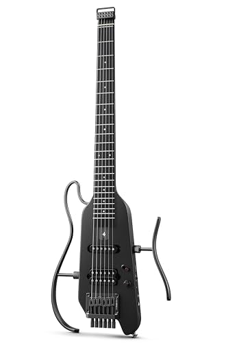Donner HUSH-X Electric Guitar Kit - Featherlight Travel Guitar, Mahogany Solid Body, Metallic White A941