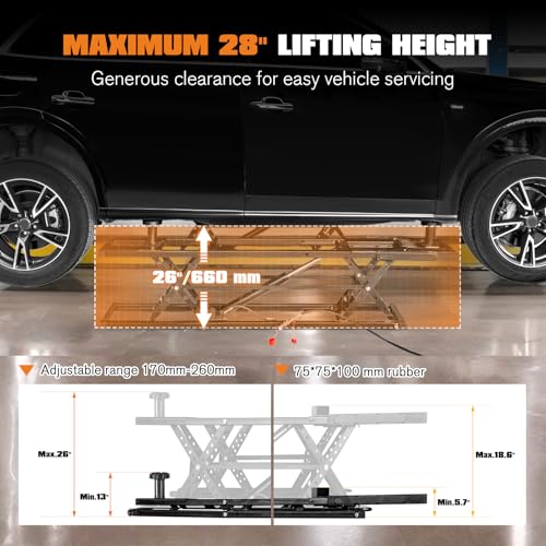 Albott 7000 LBS Portable Car Lift, Heavy Duty Quick Jack, 28" Max Height, Black L90067