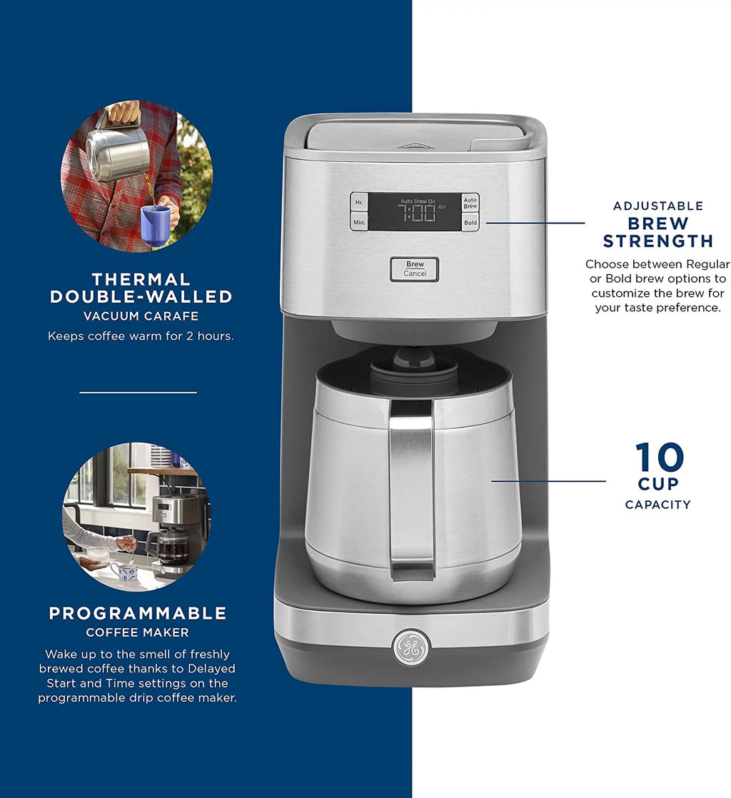 GE - Classic Drip 10-Cup Coffee Maker - Stainless Steel
